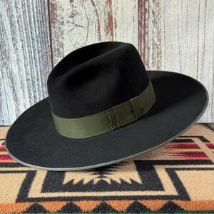 Stetson Tri City Wide Brim Fedora Hat Black size 7